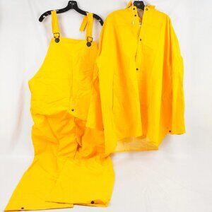 Neese Yellow Rain Suit in Size 4X-Large Bib pants & Detachable Hood Jacket  NIP